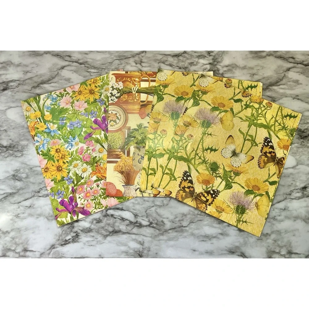 Current Vtg Gift Wrap Set Of 4 24 X 30, Monarch Butterflies, Flowers‎